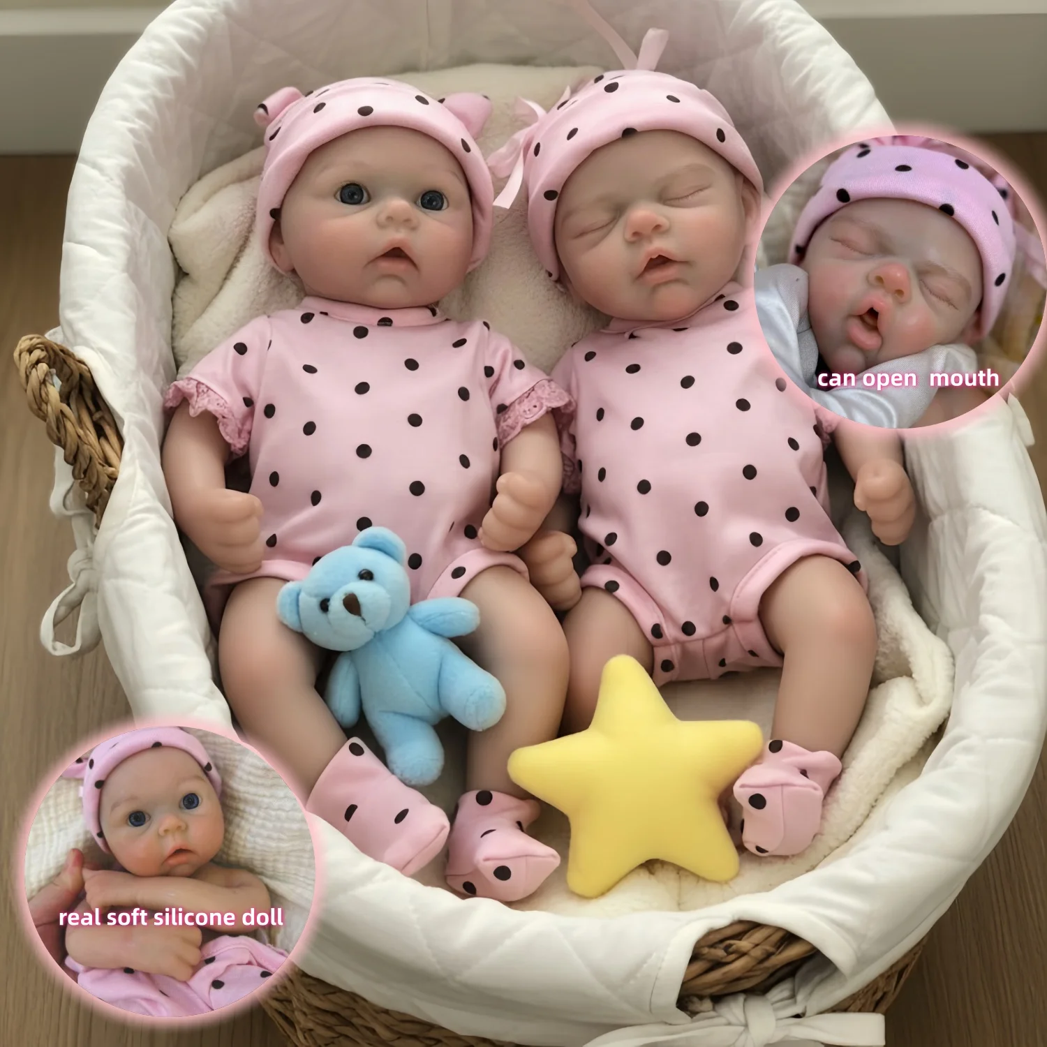 

13-дюймовая силиконовая кукла реборн с открытым ртом для девочек, мягкая окрашенная кукла Bebe, игрушка, реалистичные силиконовые куклы
