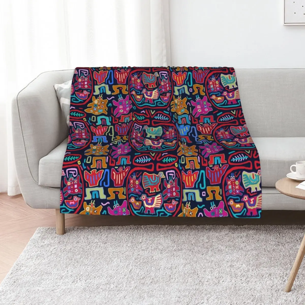 Kuna Indian Pajaro Mola Throw Blanket Luxury Designer Plush Beautifuls Decorative Sofa Sofa Quilt Thin Blankets