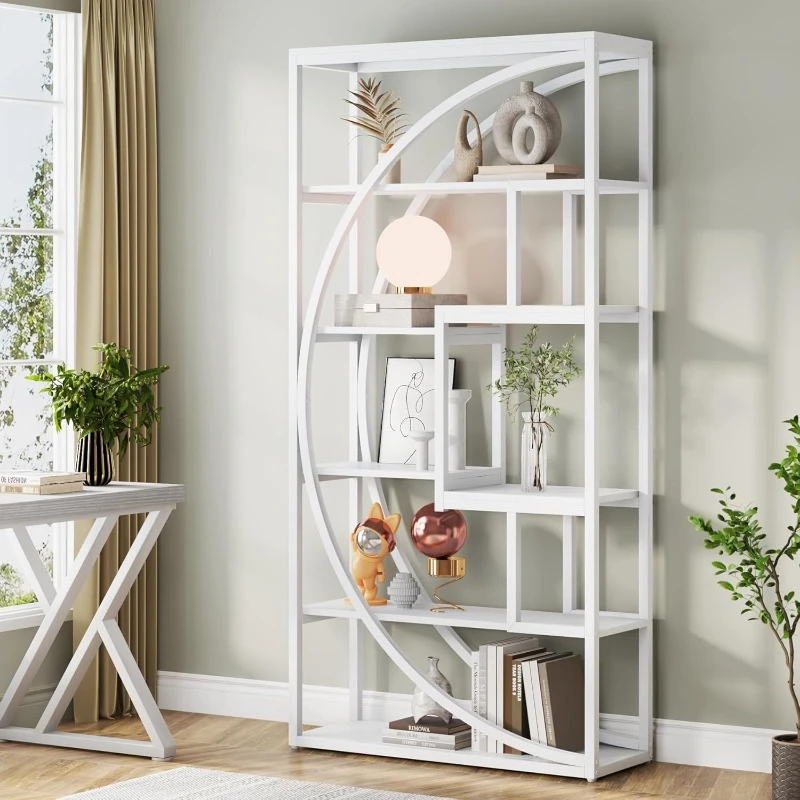 Bookshelf, Modern 5-Tier Etagere Bookcase, 70.8 inch Tall Bookshelf with 8 Open Storage Shelf, Book Shelf Display Tack