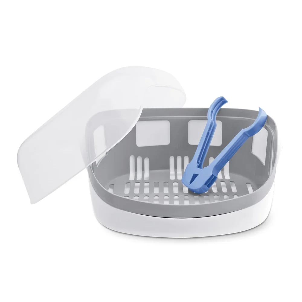 電子レンジ蒸気滅菌器 哺乳瓶 乳首 おしゃぶり 安全 BPAフリー コンパクト 使いやすいトング付属 24時間細菌保護