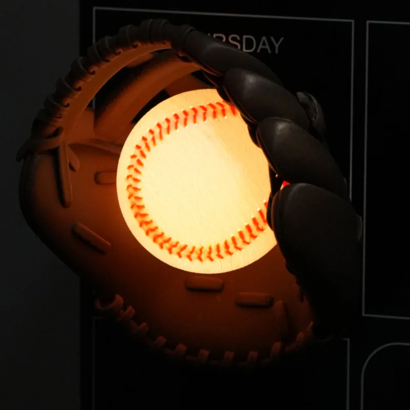 LED Baseball Glove Night Light, Magnetic Fridge Magnet Silicone Touch, Lamp Bedroom Bedside Decor Creative, Gift For Boys Men
