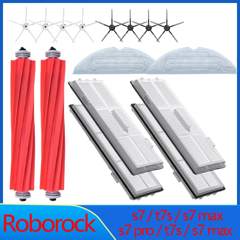 For Roborock S7Max s7MaxV S7 S70 S75 T7S Plus Main Side Brush Mops Cloths HEPA Filter Kit Robotic Vacuum Cleaner Accessories