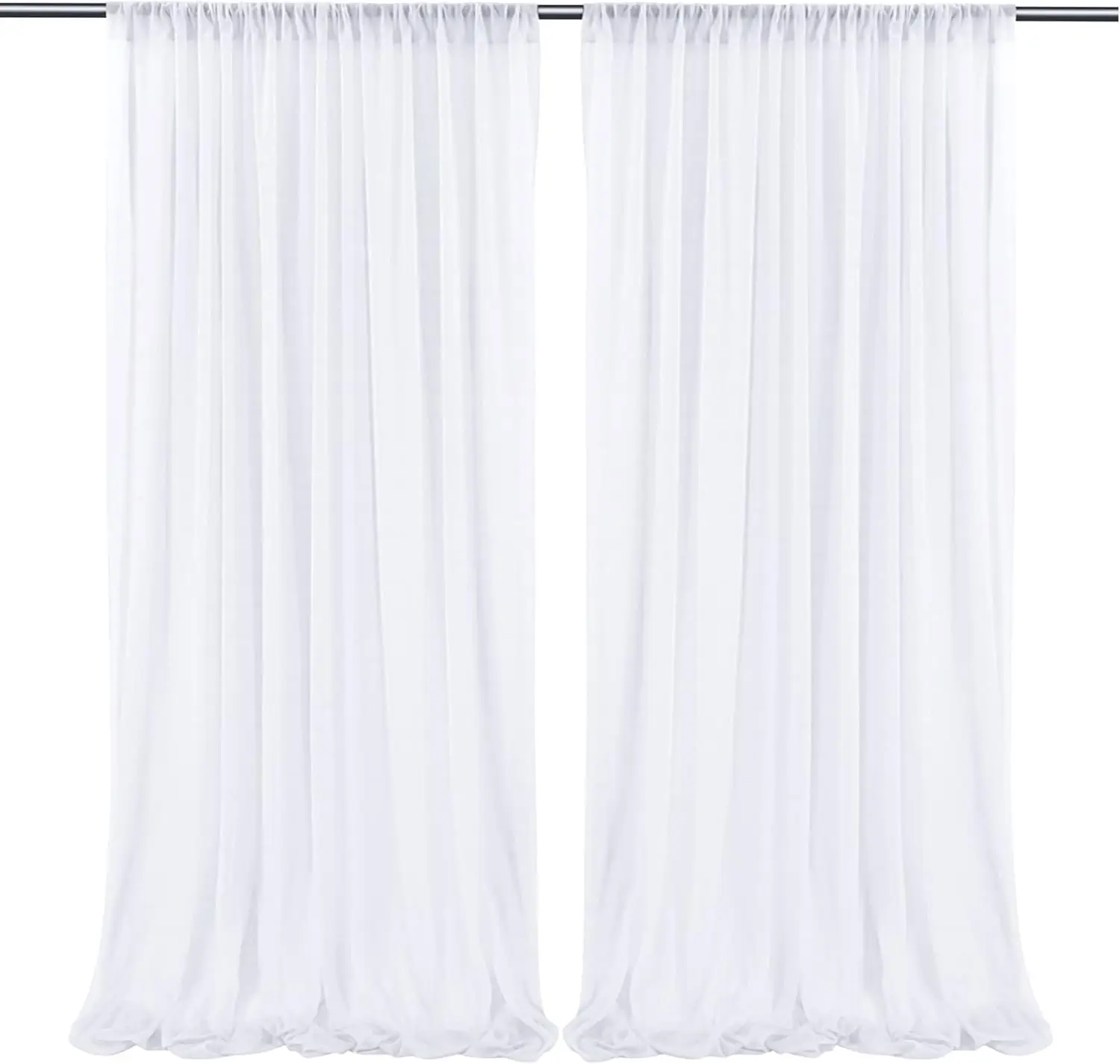 

8 Panels-5ft x 10ft White Chiffon Sheer Backdrop Curtain for Wedding, Parties, White Tulle Arch Drapes for Photo Backdrop Decora