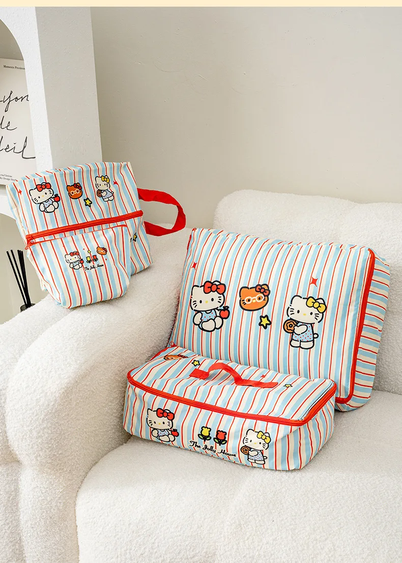 Hello Kitty Gestreifte Reise-Aufbewahrungstaschen Wasserdichte Koffer-Organizer-Tasche für Kleidung, Unterwäsche, Schuhe, Organisation, Geschenk – Detail 17