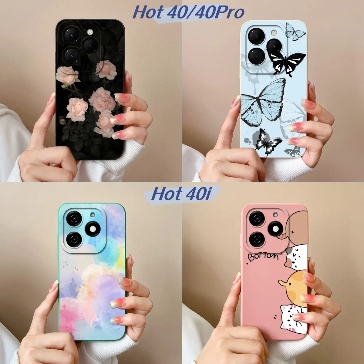 Pretty Phone Case For Infinix Hot 40 40Pro 40i Love Heart Funda Silicone Durable Soft Back Cover For Hot40i Hot40 Pro Coque Capa