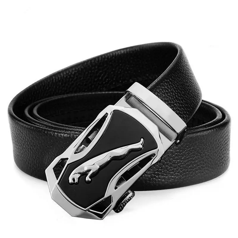Classic Men's Auto Buckle Belt Durable Leather Ratchet Waist Strap Business Commuter Office Worker Daily Casual Trousers Belt