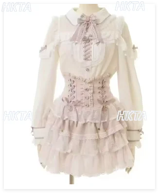 

Весенние юбки Liz для женщин и девочек: японская юбка в стиле Лолита, массовое производство, с завышенной талией, нежно-розовая, короткая, с оборками и кружевом, многоярусная юбка-кейк