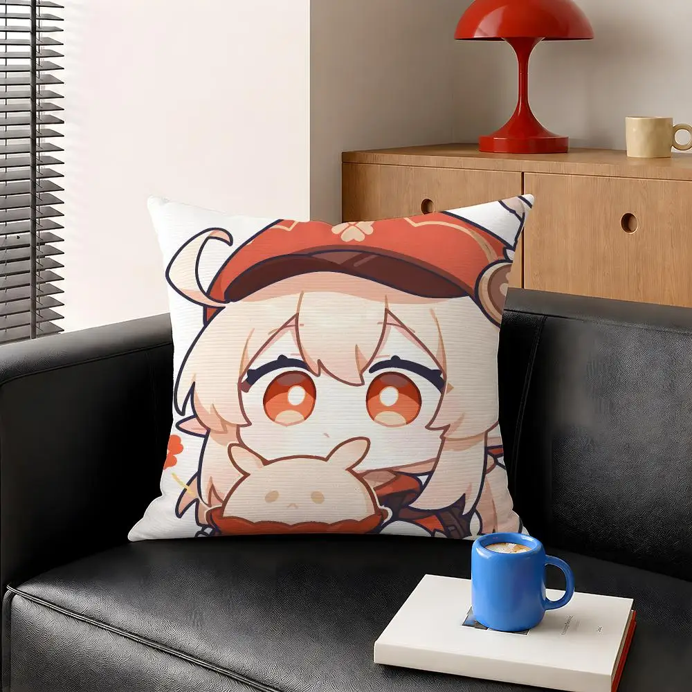 Game Klee Genshin Impact Cushion Cover Decorative Pillowcase Soft Short Plush Cozy Durable Sofa Home Decor Items Gift