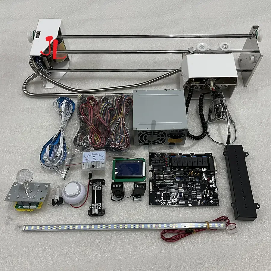Arcade Claw Game Vending Machine DIY Kit, Toy Crane Machine 71cm Gantry with Game Board Joystick Buttons Power Supply LED Light