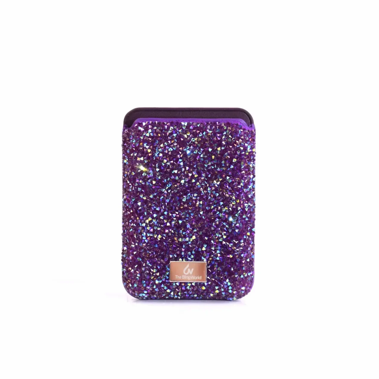 Роскошный магнитный держатель для карт для Apple 16 Pro, 15, 14, 13, блестящий Магнитный кожаный кошелек с бриллиантами, держатель для карт, мобильный телефон