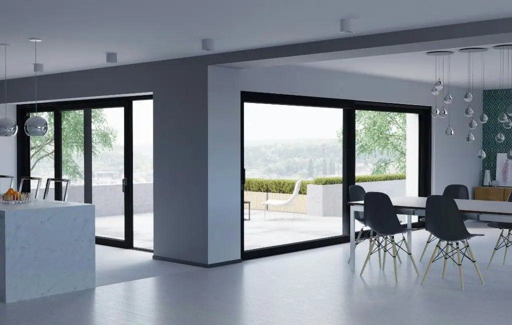 

House Balcony Used Sliding Door Aluminum Tempered Glass Door Modern Design Thermal Break Aluminum Structure Slide Door Customize