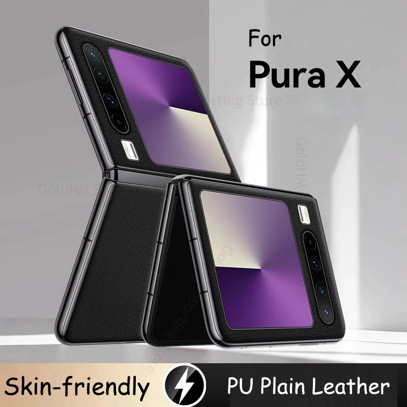 

Cases For Huawei Pura X 5G Leather Shockproof Phone Case For PuraX VDE-AL00 Solid Color Phone Protection Cover For HUAWEI Pura X