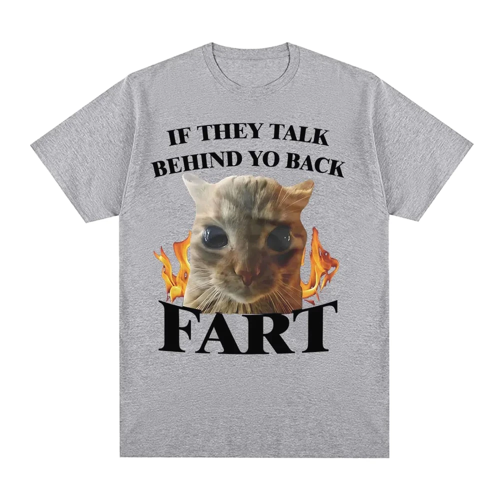 Vintage Cat Fart Funny Cat Meme Print Tee Shirt Women Clothing Fashion Short Sleeve Casual Women T Shirt Top Clothing