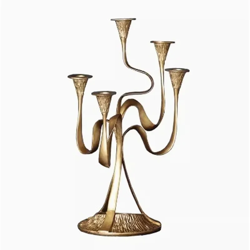 Vintage Metal Candle Holder Geometric Abstract Design Postmodern Home Decor Creative Ribbon Style Wabi Sabi Aesthetic