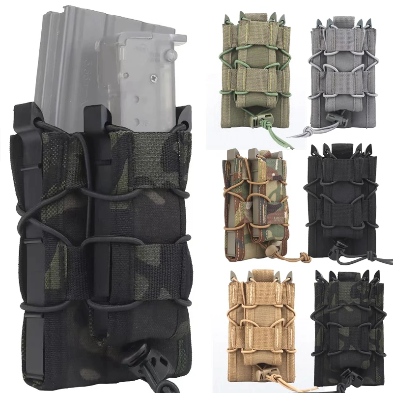 Tactical Magazine Pouch 5.56/9MM Single Magazine Bag Rifle Pitol Molle Mag Holster Pouch for AK AR M4 AR15