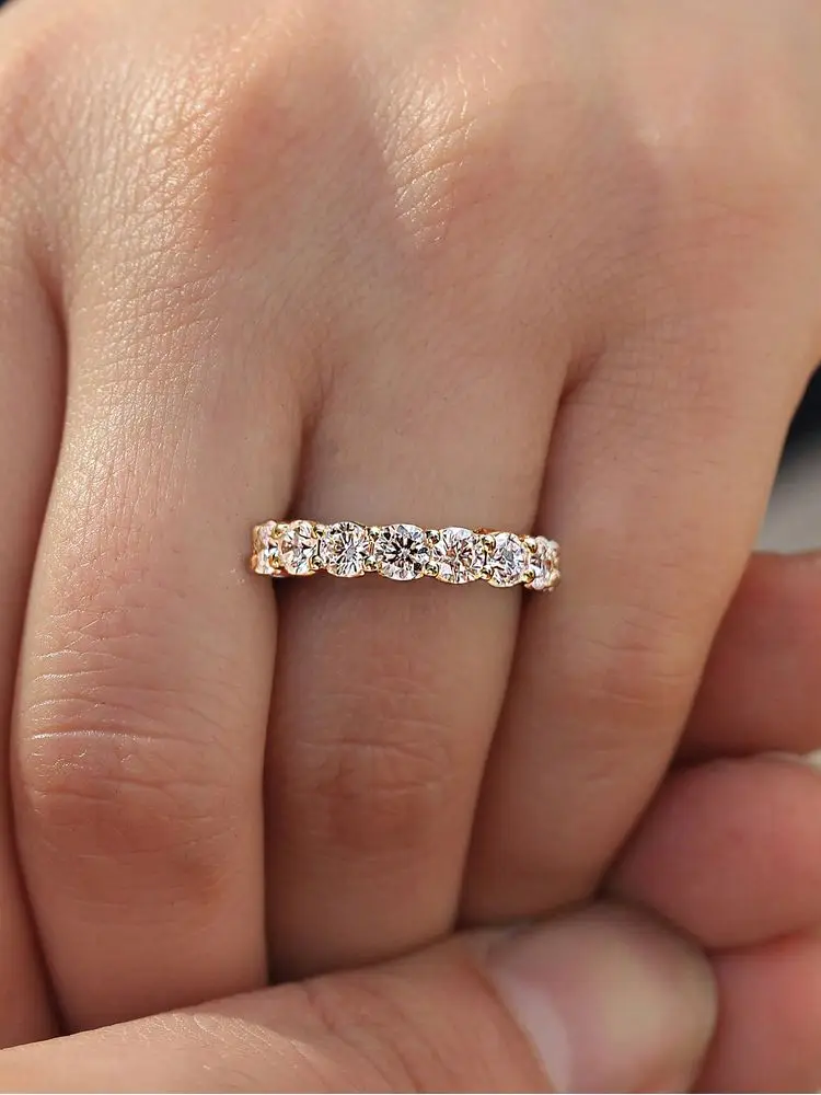 خواتم رائعة لامعة من الفضة الإسترليني عيار 925 مستديرة من الزركون للنساء مجوهرات الخطوبة والزفاف عالية الجودة #5