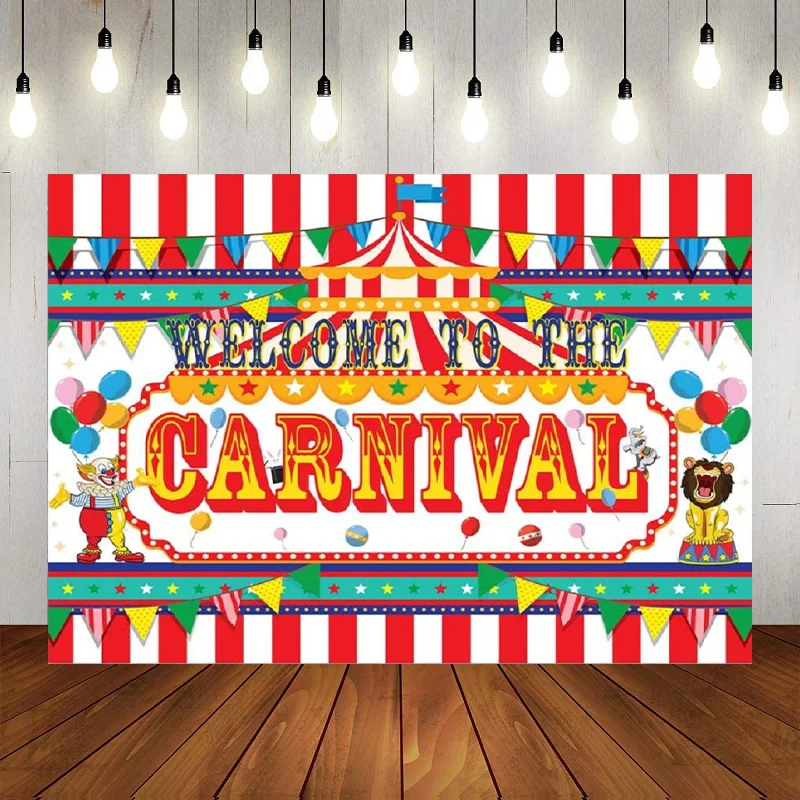 Vinyl Red Circus Carnival  Curtain Stars Photography Backdrop Birthday Party Background Newborn Baby Shower Decorations Banner