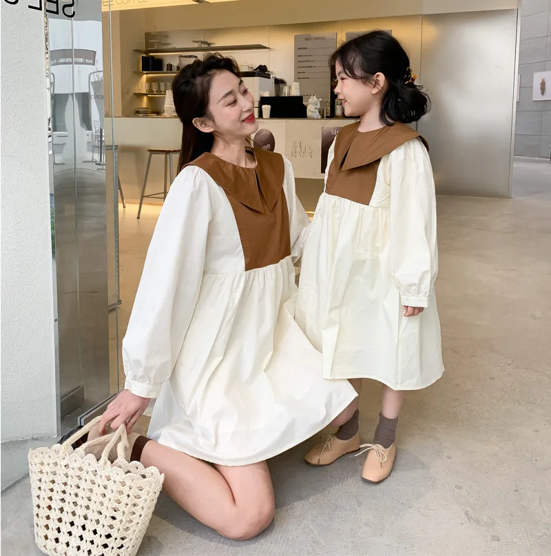 Same Mother and Daughter Dress Korean Children's Clothing 2023 Spring Women's Dresses  Mommy and Baby Girl Matching Clothes