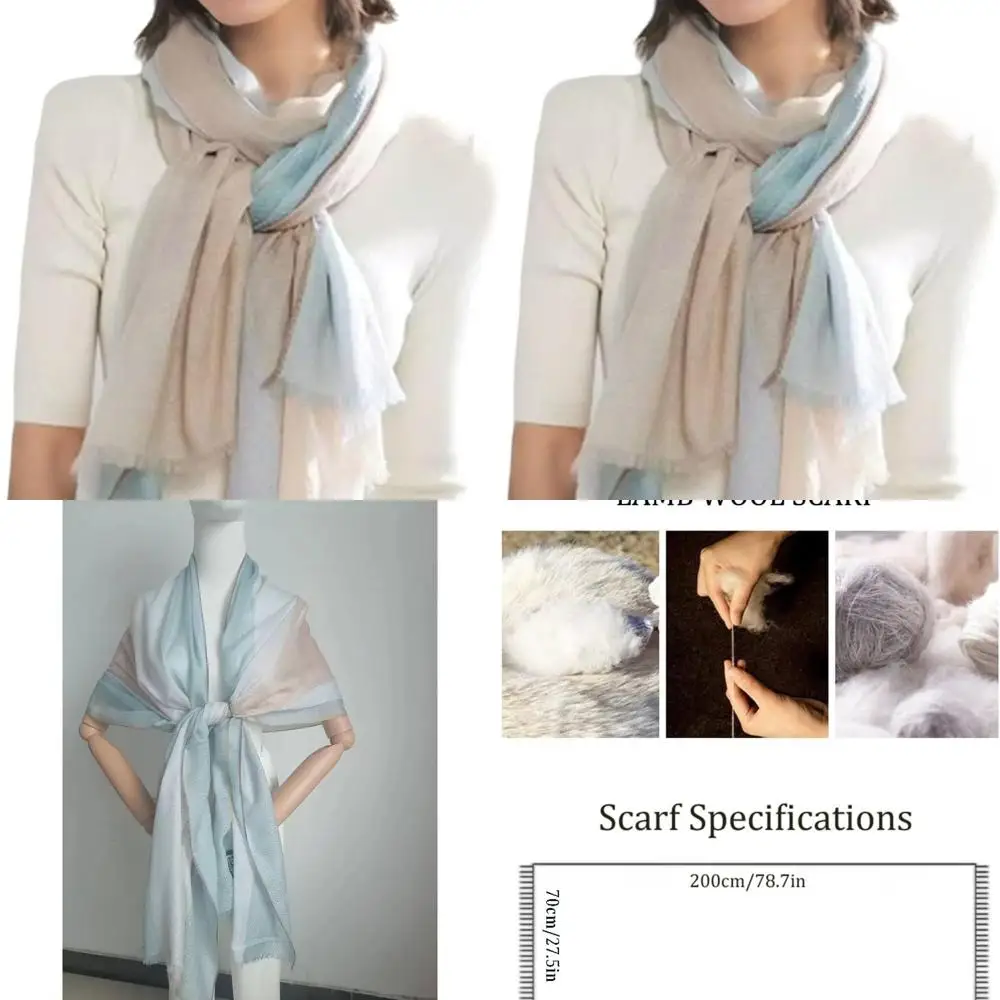 

Elegant Cashmere-Silk Blend Shawl - Lightweight Wool Pashmina Style Scarf, Skin-Friendly Wrap