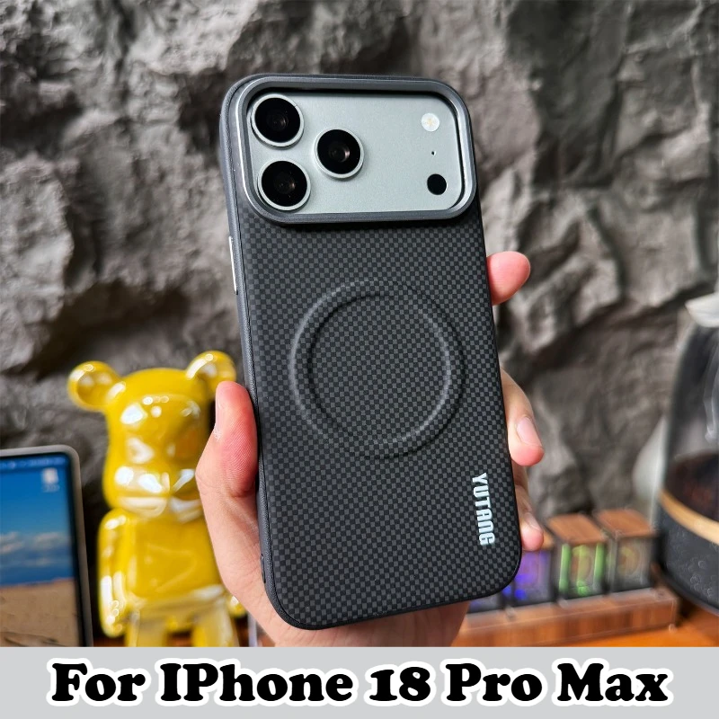 Business Carbon Fiber Texture Magnetic Phone Case for IPhone 18 Pro Max 17 16 15 Air Wireless Charging Shockproof Protect Cover