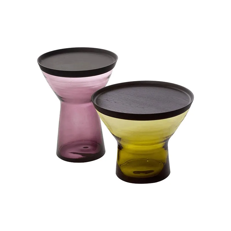 

Glass coffee table, simple wind small round table, living room bedroom glass edge table