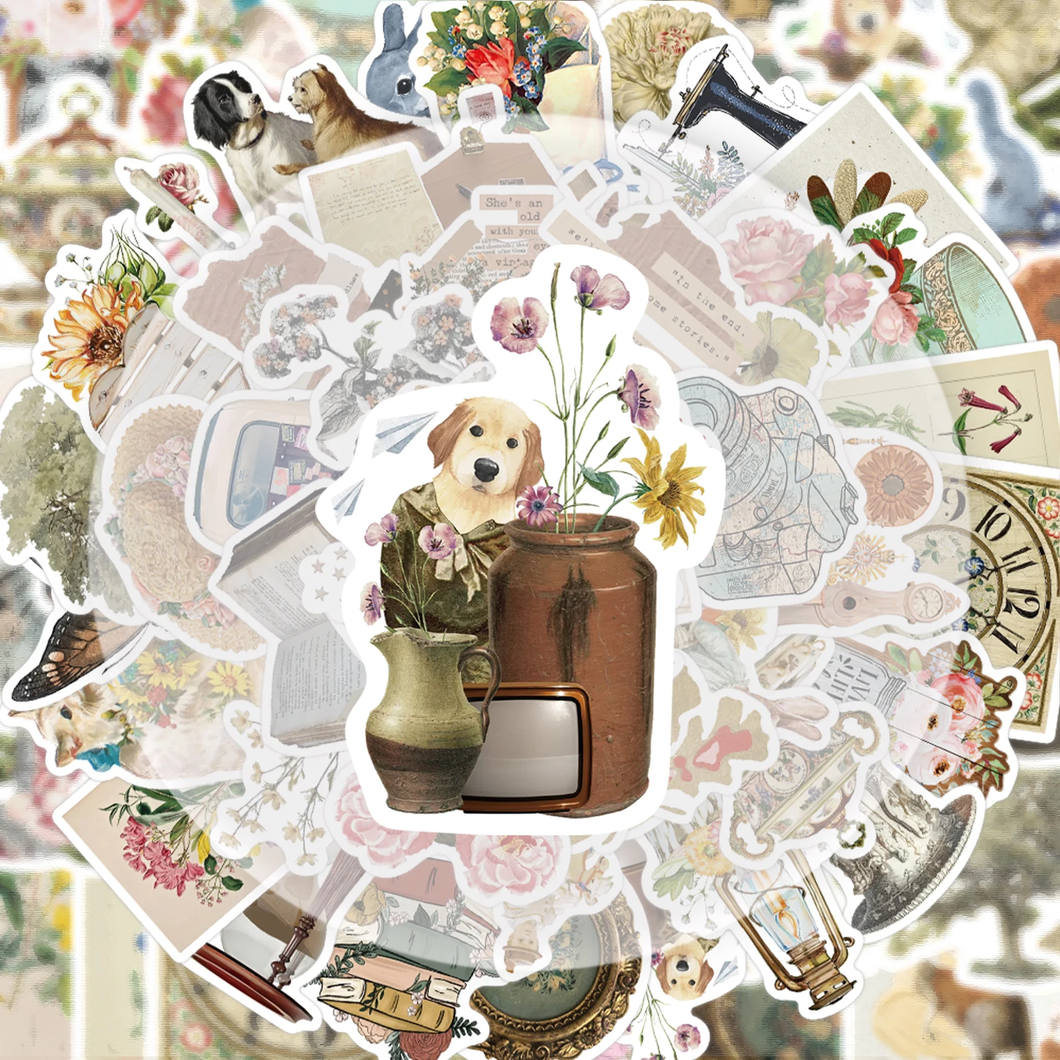 50 Pieces of Vintage Object Graffiti Stickers, Suitable for Decorating Water Bottles, Laptops, Mobile Phones, Suitcases, Skateboards, Guitars, Gift Boxes, and Party Decorations
