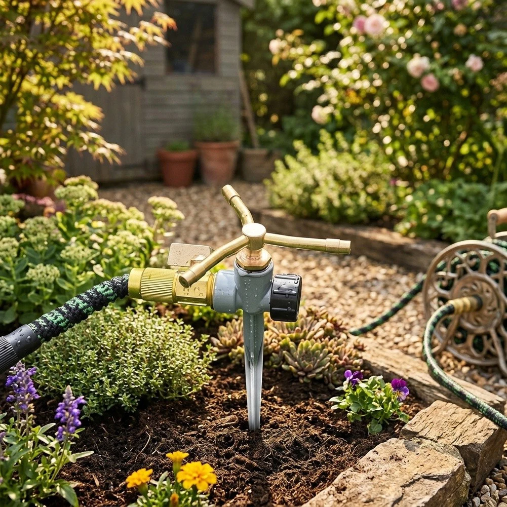 For Eliminating Dry Patches Metal Rotating Sprinkler Garden Irrigation System Even Water Distribution Easy Connect Design