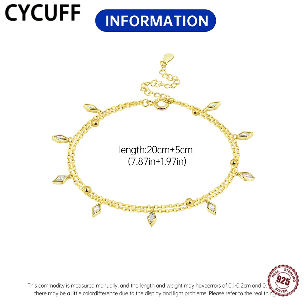 CYCUFF جديد 100% 925 فضة أقراط البوهيمي نمط مزدوج الطبقات الكاحل سلسلة السيدات السفر مجوهرات رائعة