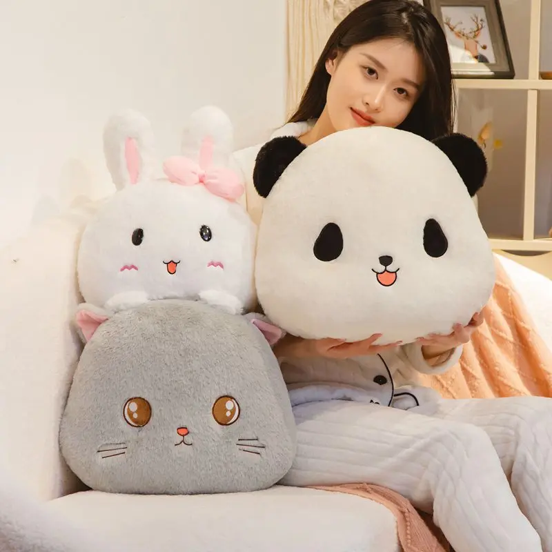 New Super Kawaii Animals Plush Pillow Cuddly Squishy Rabbit Cat Panda Zoo Animal Soft Plushie Cushion Kids Birthday Gift