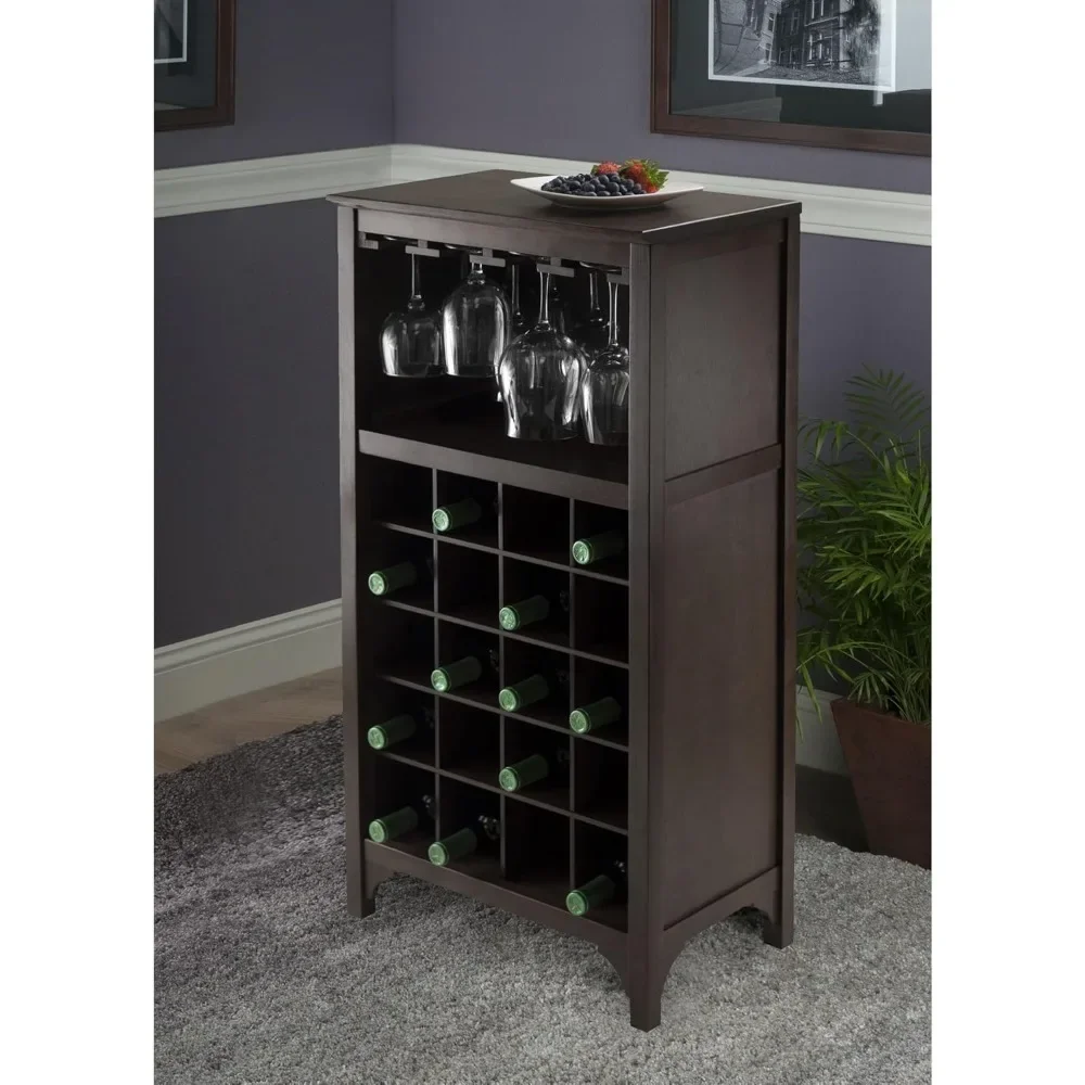 

Ancona 37.52-inch x 19.09-inch x 12.6-inch 20-Bottle Modular Wine Cabinet With Glass Rack, Dark Espresso (92729), Wine Cabinets