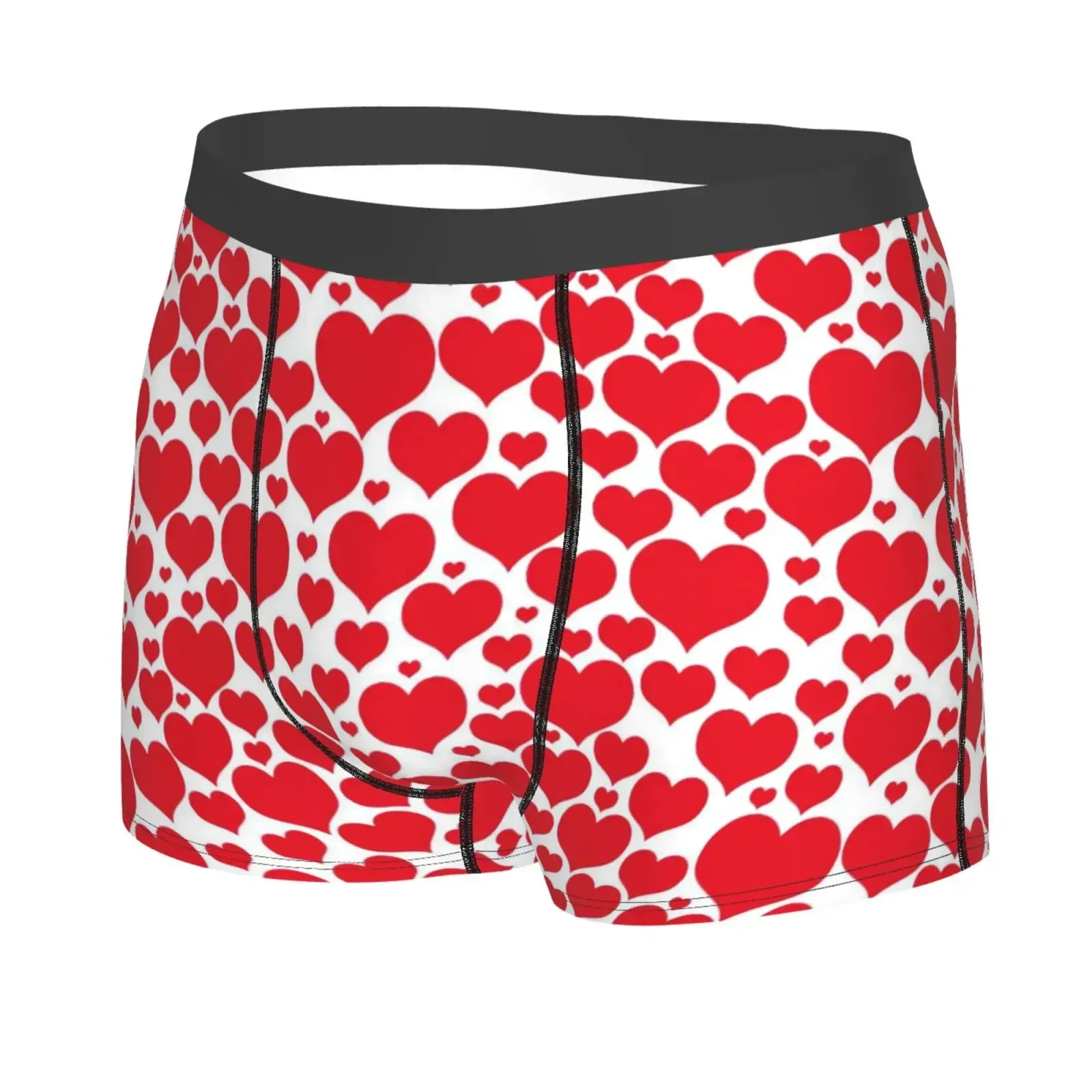 Red Heart Pattern Print Men's Underwear Healthy Soft Comfortable High-Quality Men's Briefs Stylish Trendy Casual Sports Panties