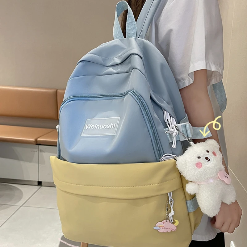 Middle school schoolbag female middle school high capacity bump color backpack INS new summer primary school backpack