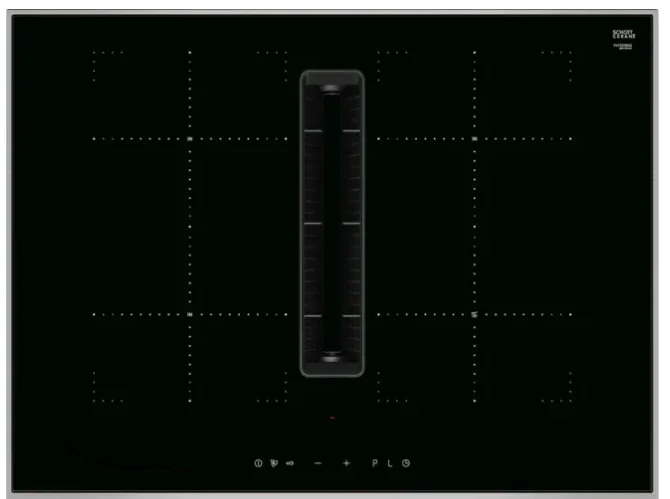 2026Crystal Glass Polished Black 4 Cooking Zone Induction Hob Cooker With Downdraft extractor