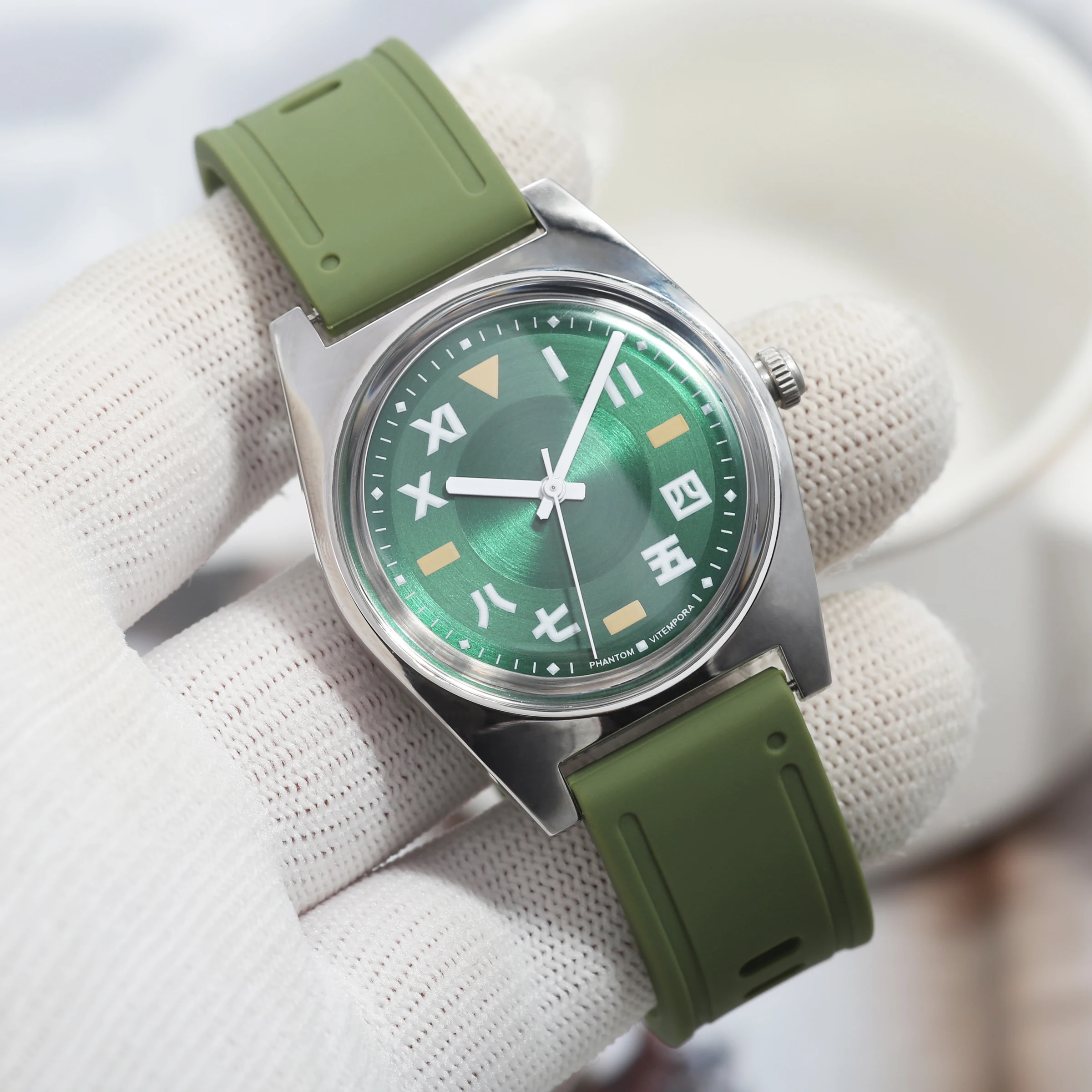 

Men's manual mechanical watch 36mm manual winding movement watch Bauhaus design gift included with manual winding mechanism