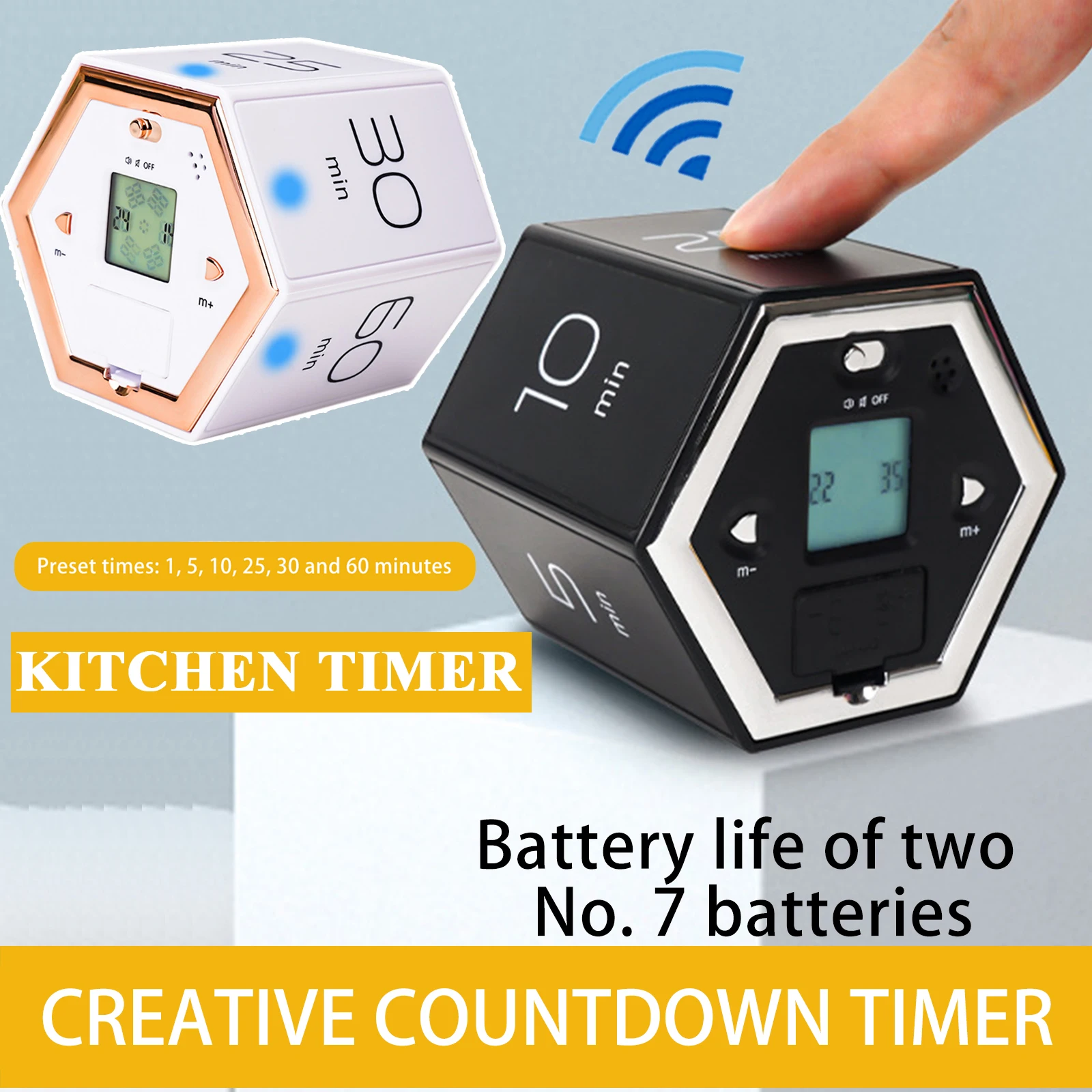 Kitchen Timer LED Digital for Shower/Cooking Stopwatch Magnetic Electronic Digital Alarm YouTube-Ticktime Study Timer Pomodoro