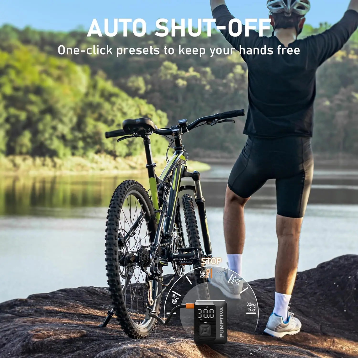 Portable Tire Inflator 150PSI Air Pump with LED Light, Auto Shut-Off for Car, Motorcycle, Bicycle, Ball