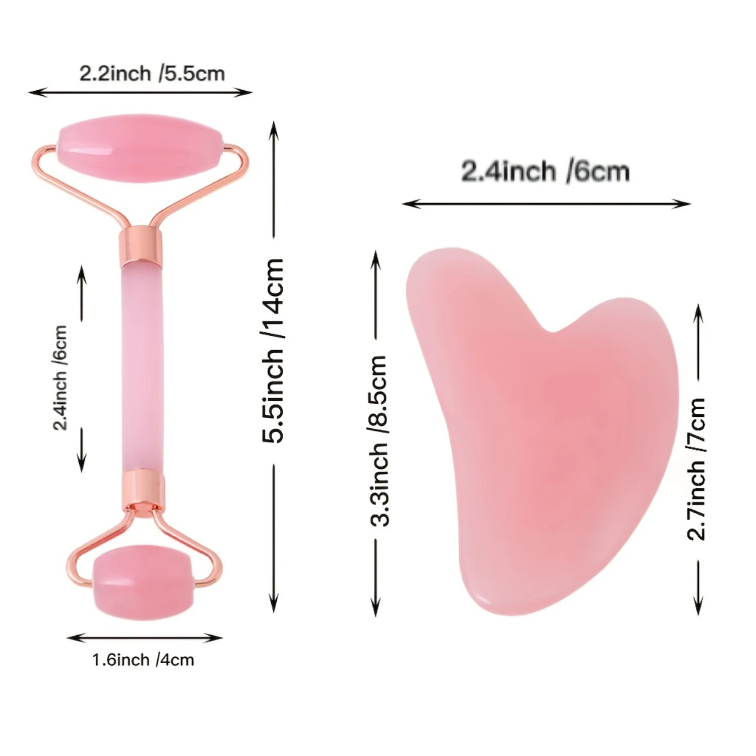 ความงามบนใบหน้า Jade Roller & Gua Sha ชุดสําหรับใบหน้า ตา และคอ - เครื่องนวดเรซินเพื่อบรรเทาริ้วรอยและริ้วรอย - ธรรมชาติ