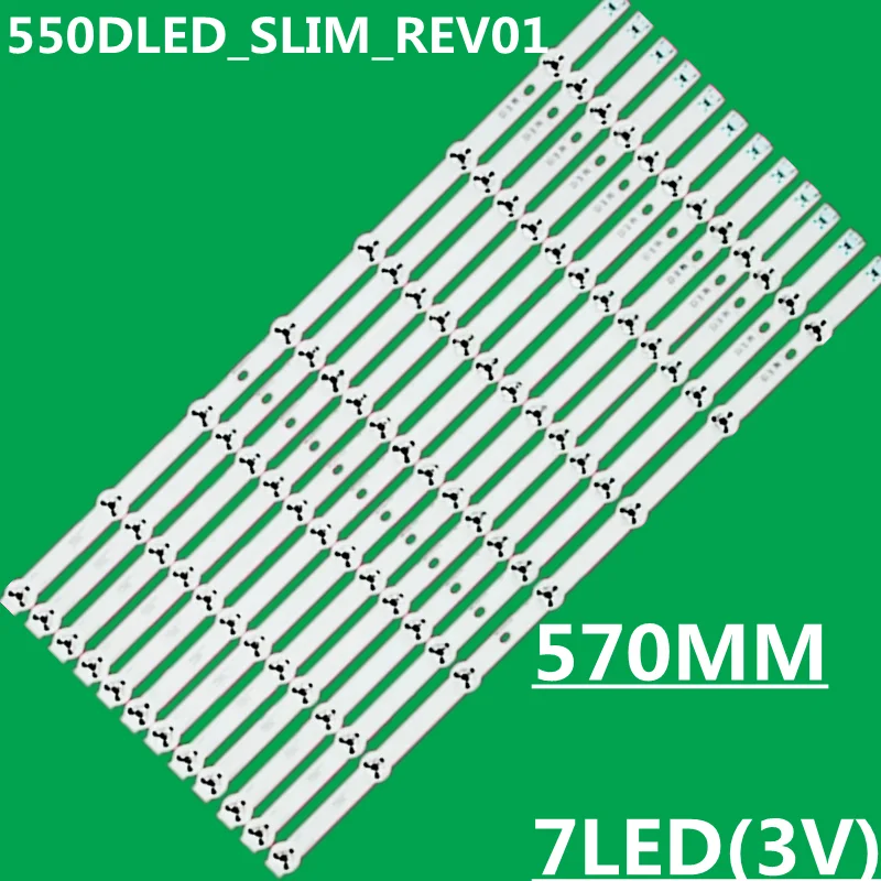 570MM 12PCS LED Backlight Strip 550DLED_SLIM_REV01 VES550UNSS-3D-U01 For VESTEL 55FA9000 TX-55CX400E TX-55CXW404