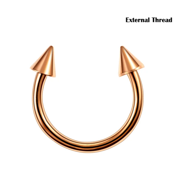10Pcs G23 Titanium Bal Spike Hoefijzer Ring Interne Draad & Extermal Draad Neus Hoop Septum Oor Helix Kraakbeen Wenkbrauw ring