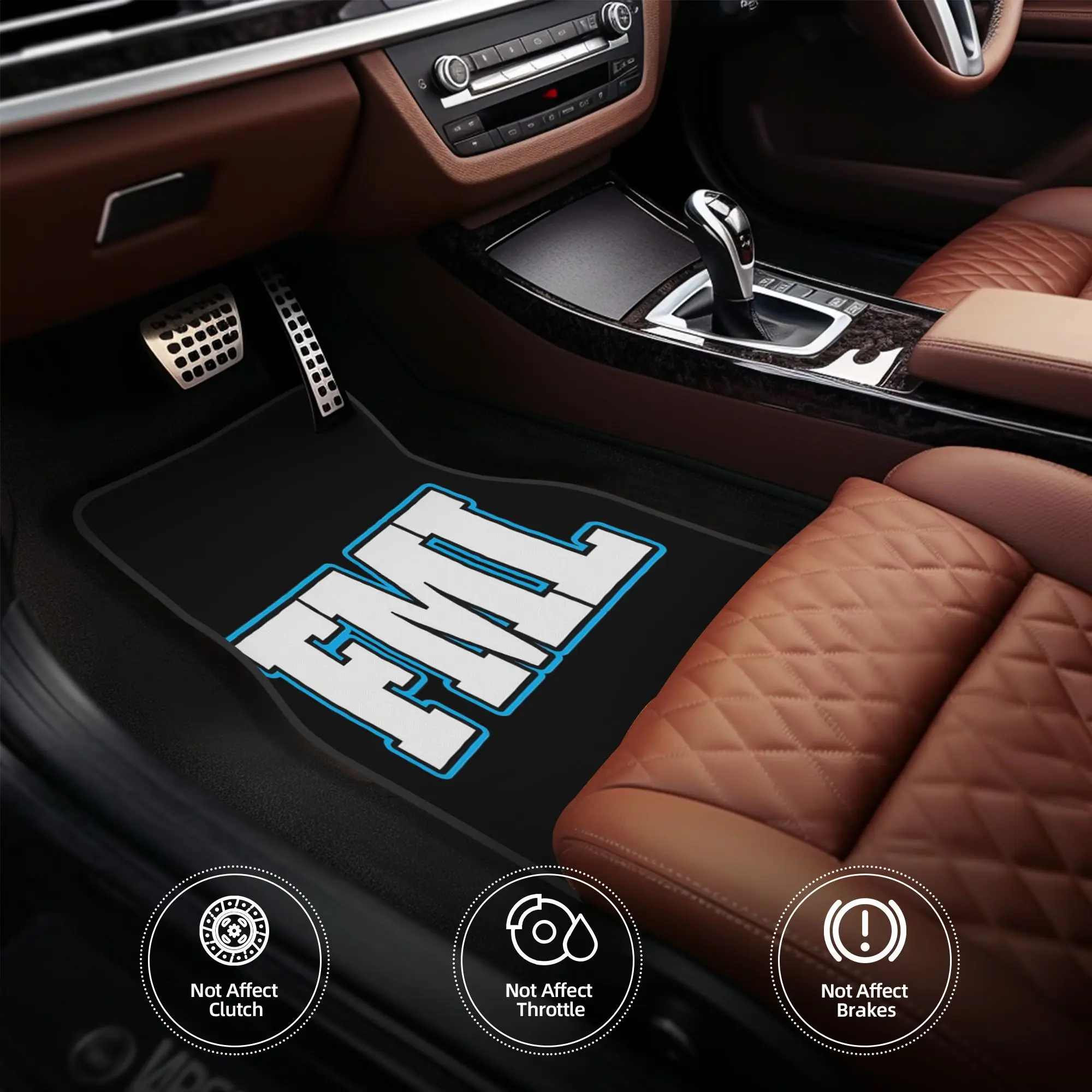 4pcs FML Car Floor Mats - Durable Polyester Fiber, Fit For Cars, Playful Design With 
