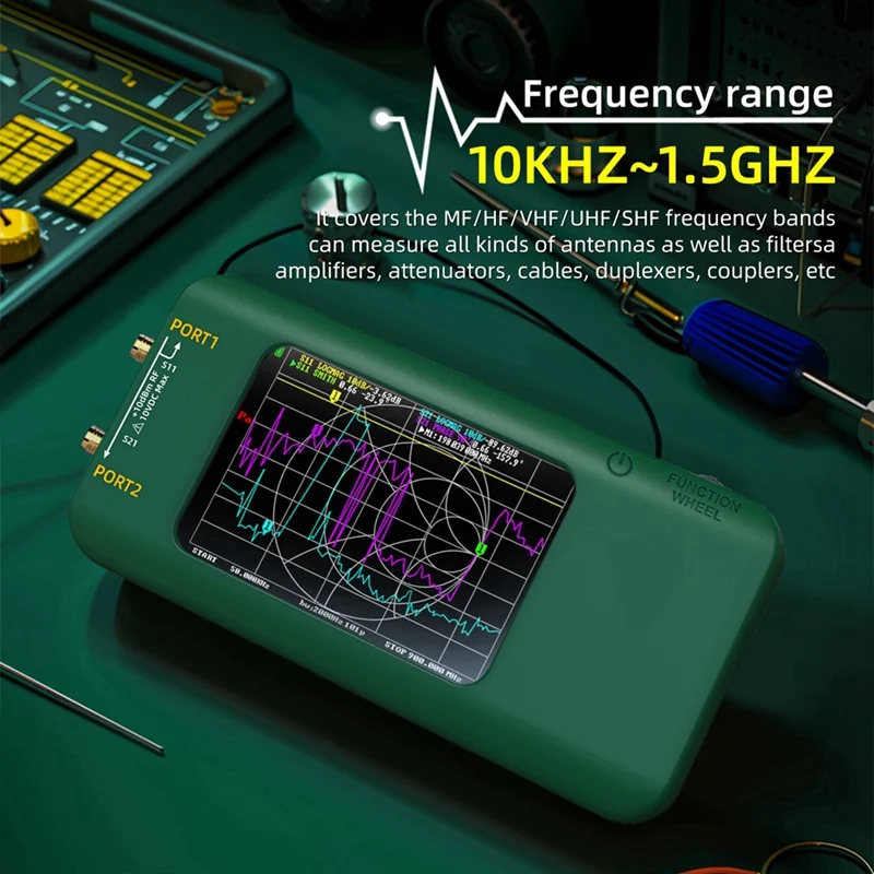 N15R-휴대용 Nanona 벡터 네트워크 분석기 3.98 인치 터치 스크린 10Khz-1.5Ghz MF VHF UHF SHF 안테나 분석기
