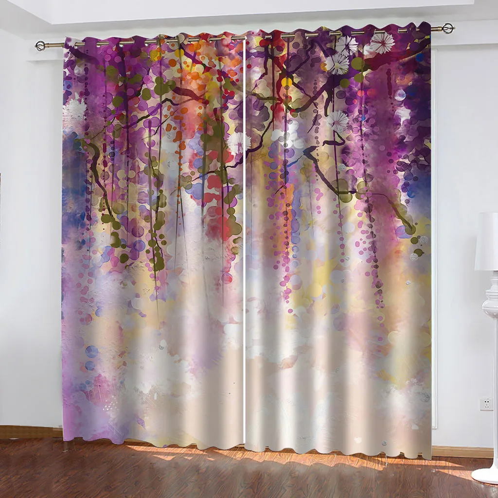 HUANZHUANG Living Room Curtains Creative Fantasy Flower Vine Children'S Modern Curtains 2 Panel Bedroom Balcony Den Kids Room