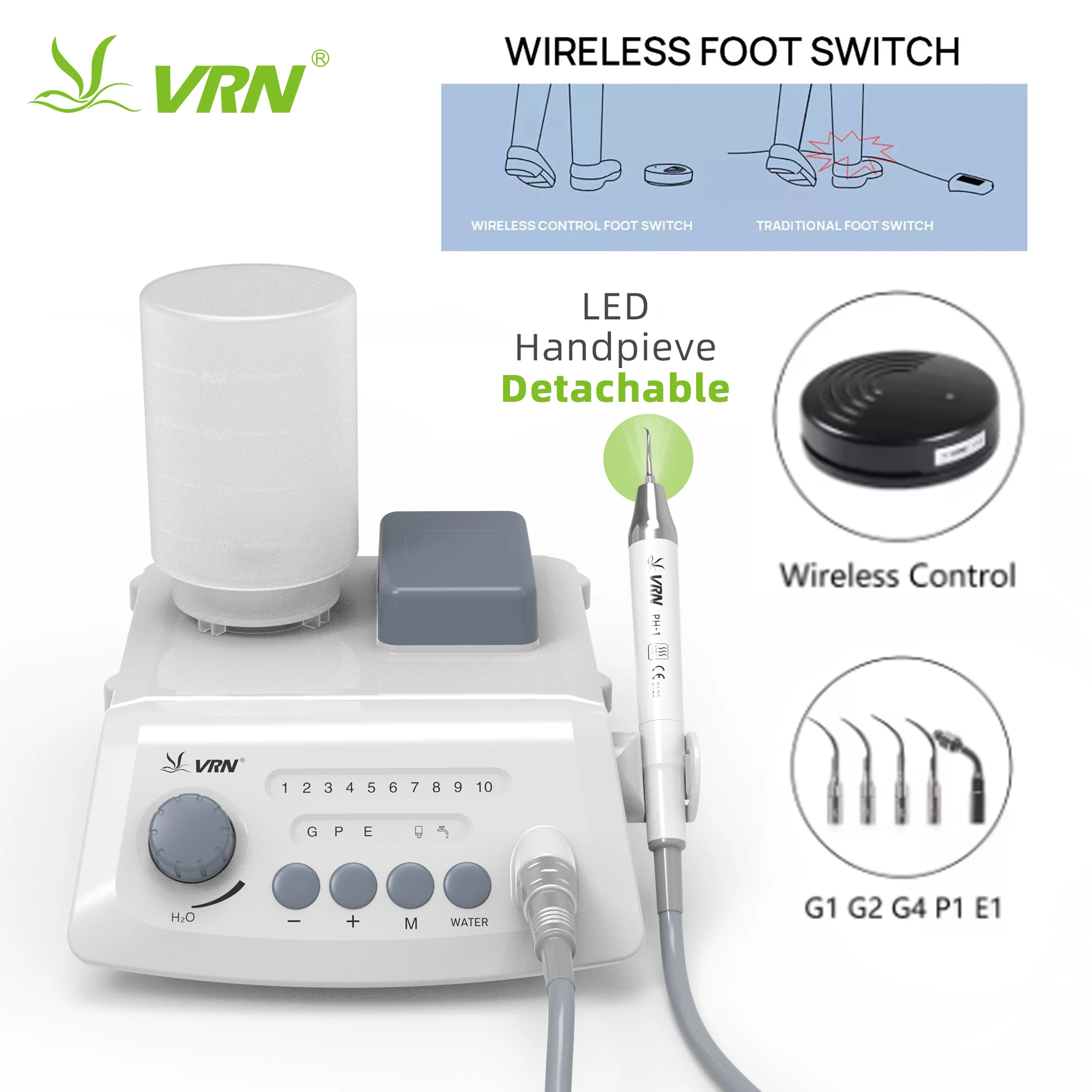 

LED Dental Ultrasonic Piezo Scaler Handpiece Bottle Fit EMS Cavitron VRN-A8 US EU