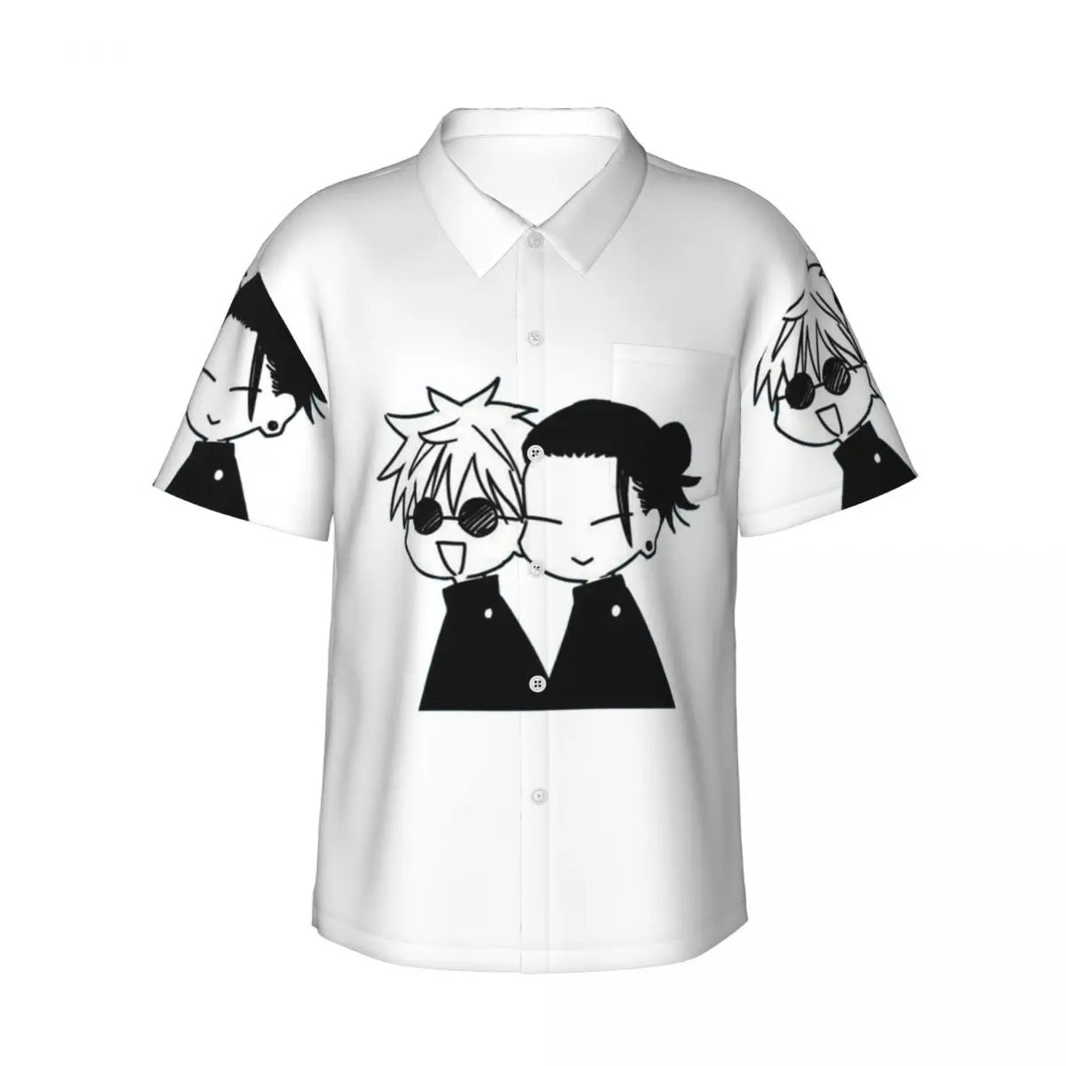 

Gojo Satoru And Geto Suguru Men's Shirts Hawaiian Short Sleeve Shirt Funny Lapel Tops for Summer Beach