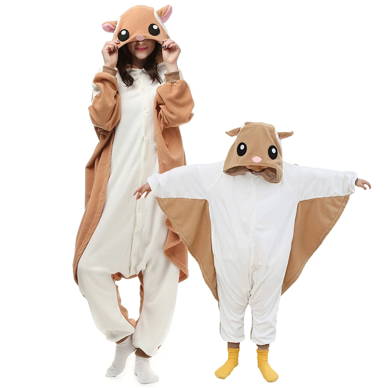 Pijama de ardilla voladora para hombre y mujer, ropa de dormir de dibujos animados de animales, para el hogar, disfraz de fiesta de Halloween, talla