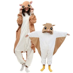 Flying Squirrel Onesie para adultos e crianças, pijama Kigurumi, pijama animal dos desenhos animados, Halloween Cosplay Party Costume, mulheres e homens, Homewear, XXL