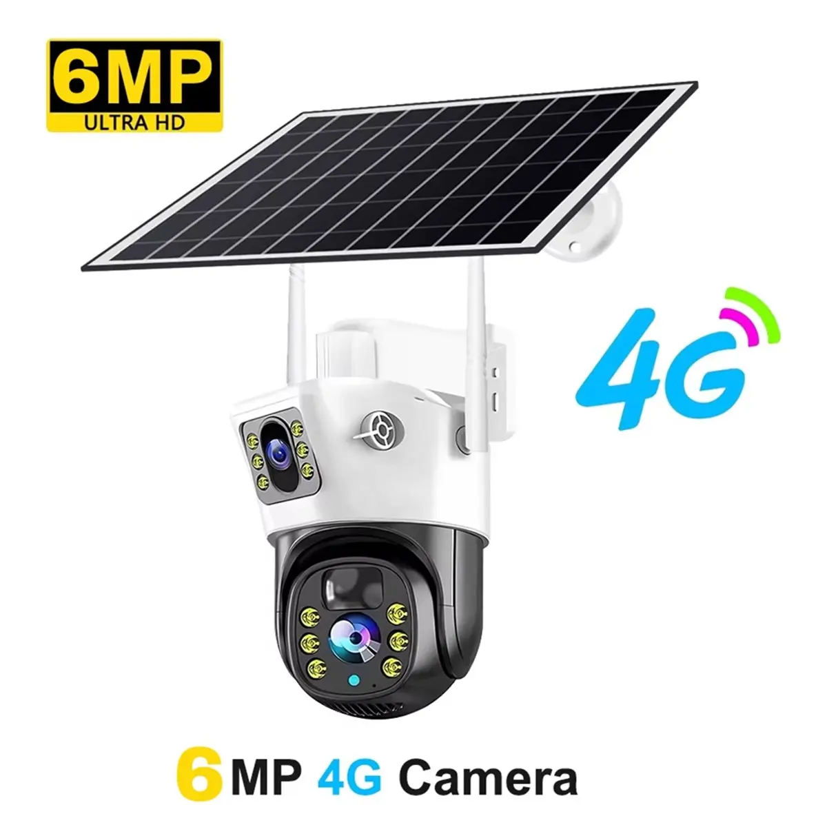 N05R 6MP 4G Camera with Solar Panel V380 Outdoor Surveillance IP Camera Support Color Night Vision PIR Motion Detection Cam