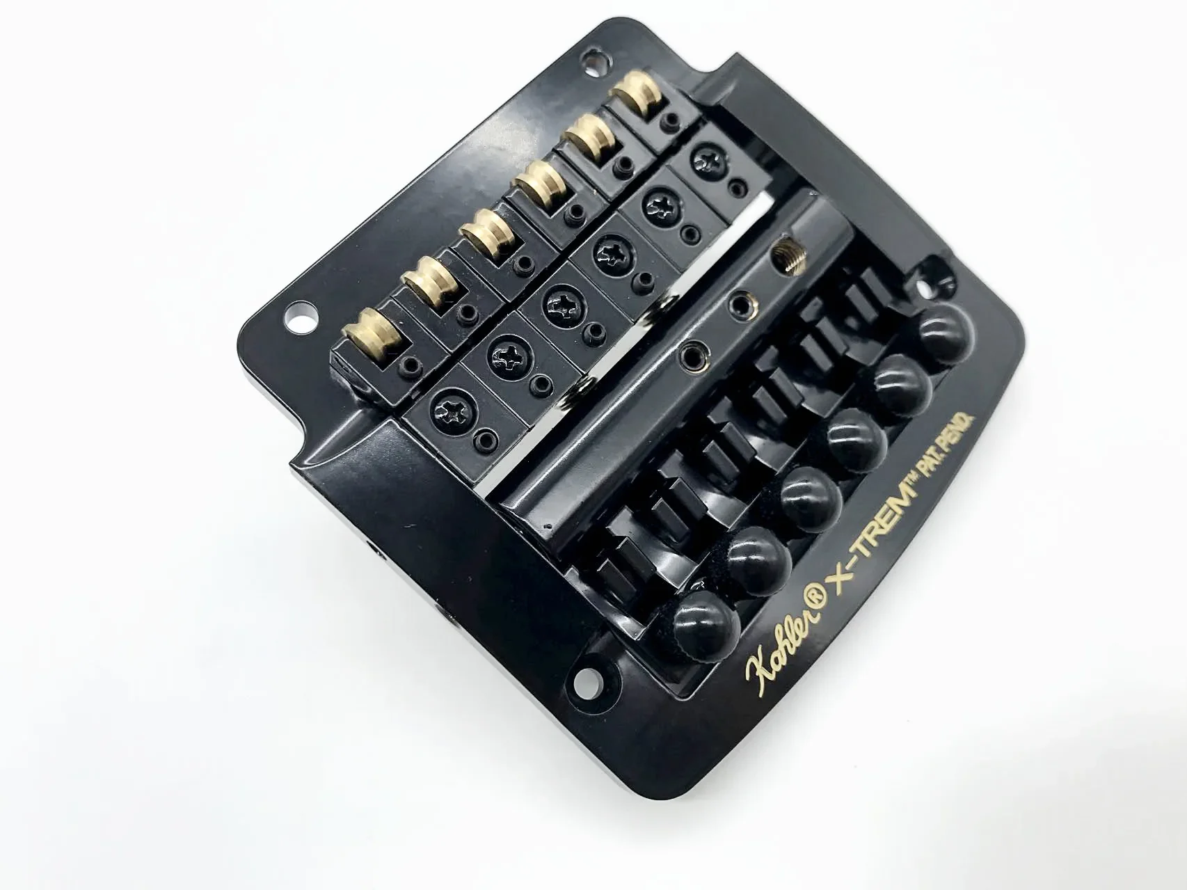 Kahler E-Gitarre Tremolo-System Double Rocking Pulling String Plate/Tremolo-Gitarrenbrücke, schwarz, verchromt, mit Saitensperre