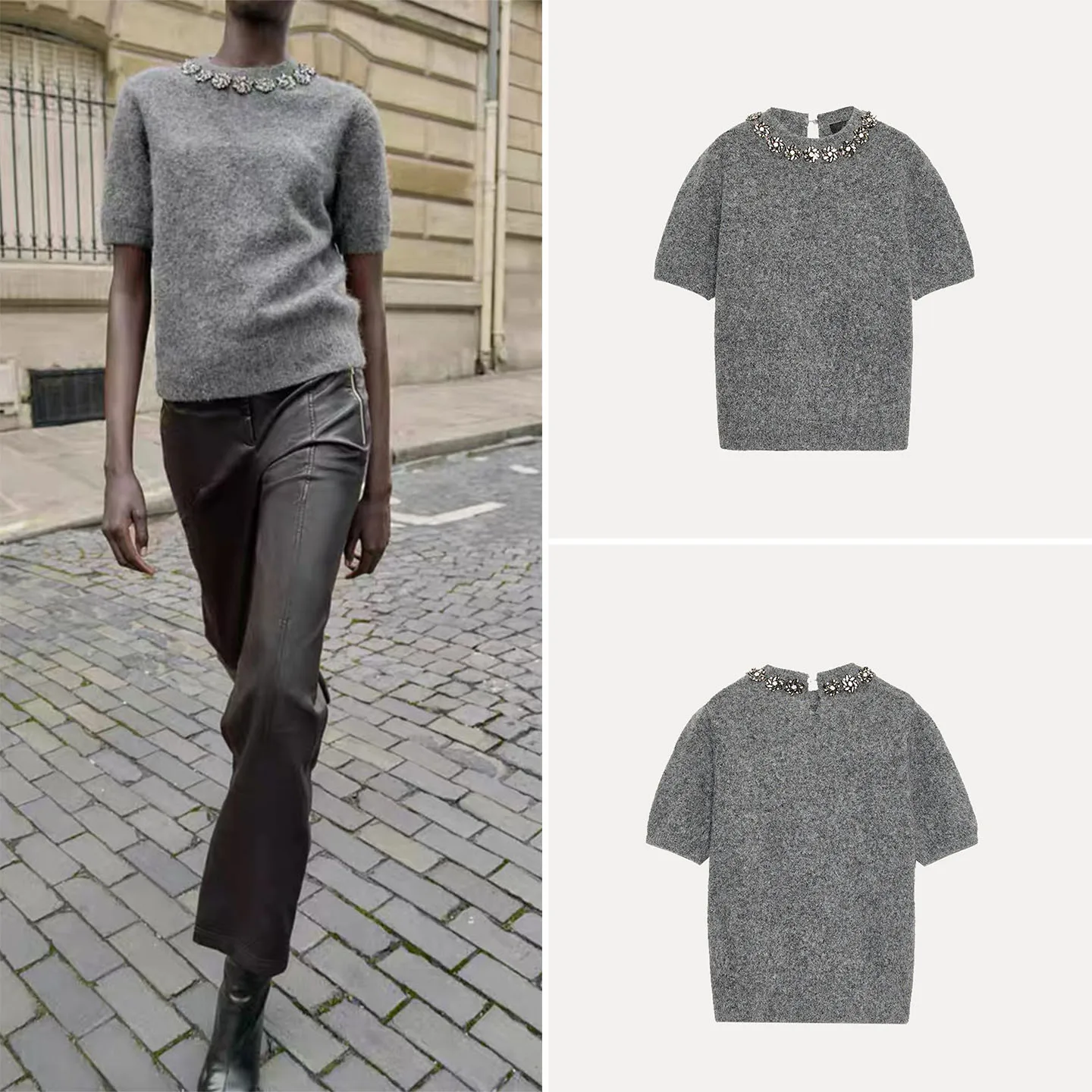 

Z Women's Faion Knitwear round Ne ort Sve Personali Ele Sle 2025 New Arrival Pure Color Casual Fit