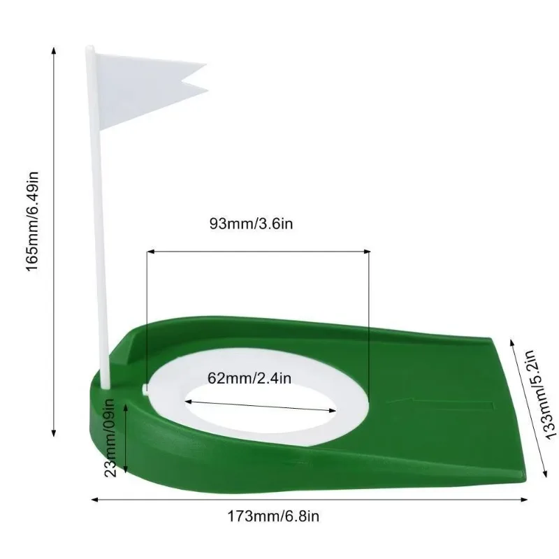 Taza de Putting de Golf con agujero y bandera de plástico para interiores y exteriores, Ayuda de entrenamiento de práctica, Mini Putt Hole de